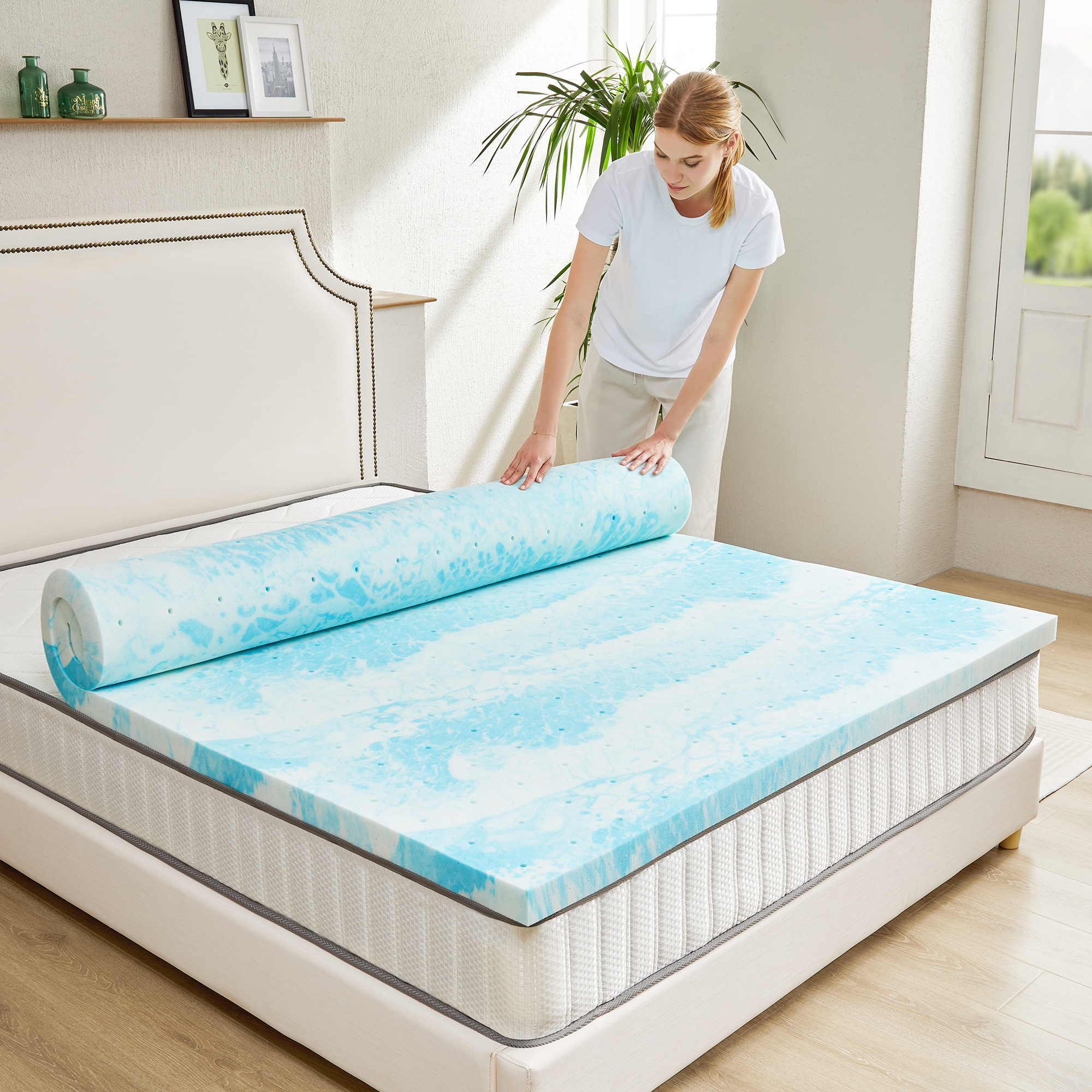 Memory Foam Topper - JHK 2 Inch Gel Memory Foam