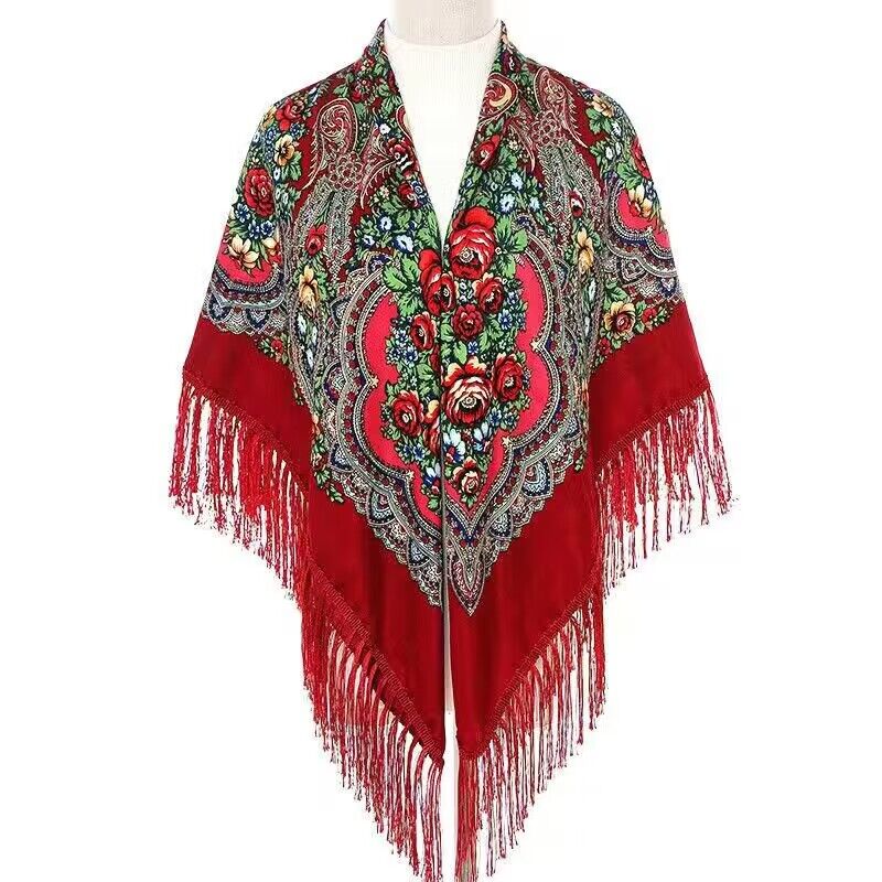 Home Textiles Blanket - 130*130cm Ethnic Printed Square Shawls Elegant