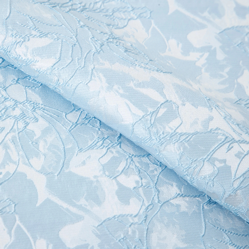 Home Textiles Designer - Designer Light Blue Floral Jacquard Fabric