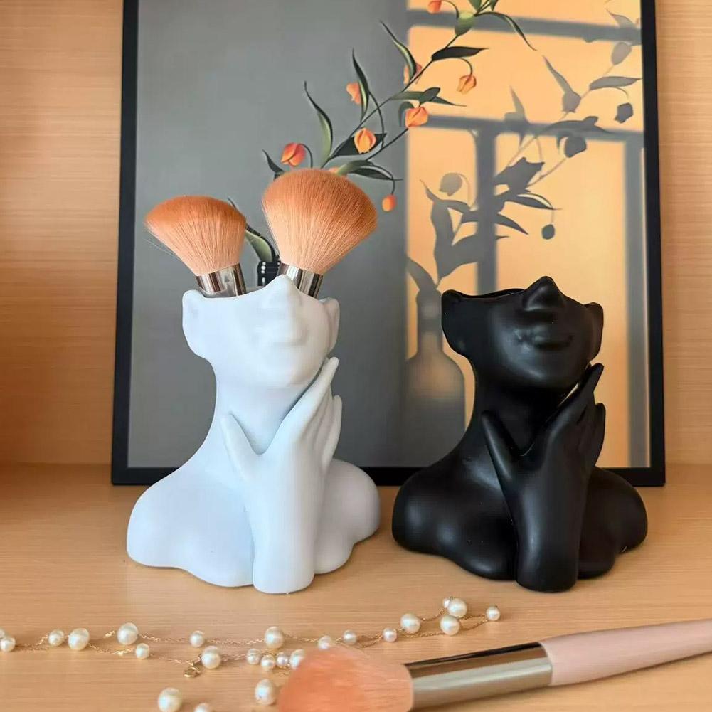 Home Textiles Products - Female Bust Figurine Vase Makeup Brush