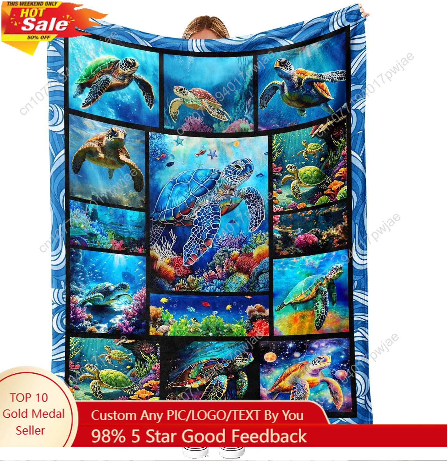 Sea Turtle Flannel Throw Blank - Home Textiles Blanket บทวิจารณ์และราคา