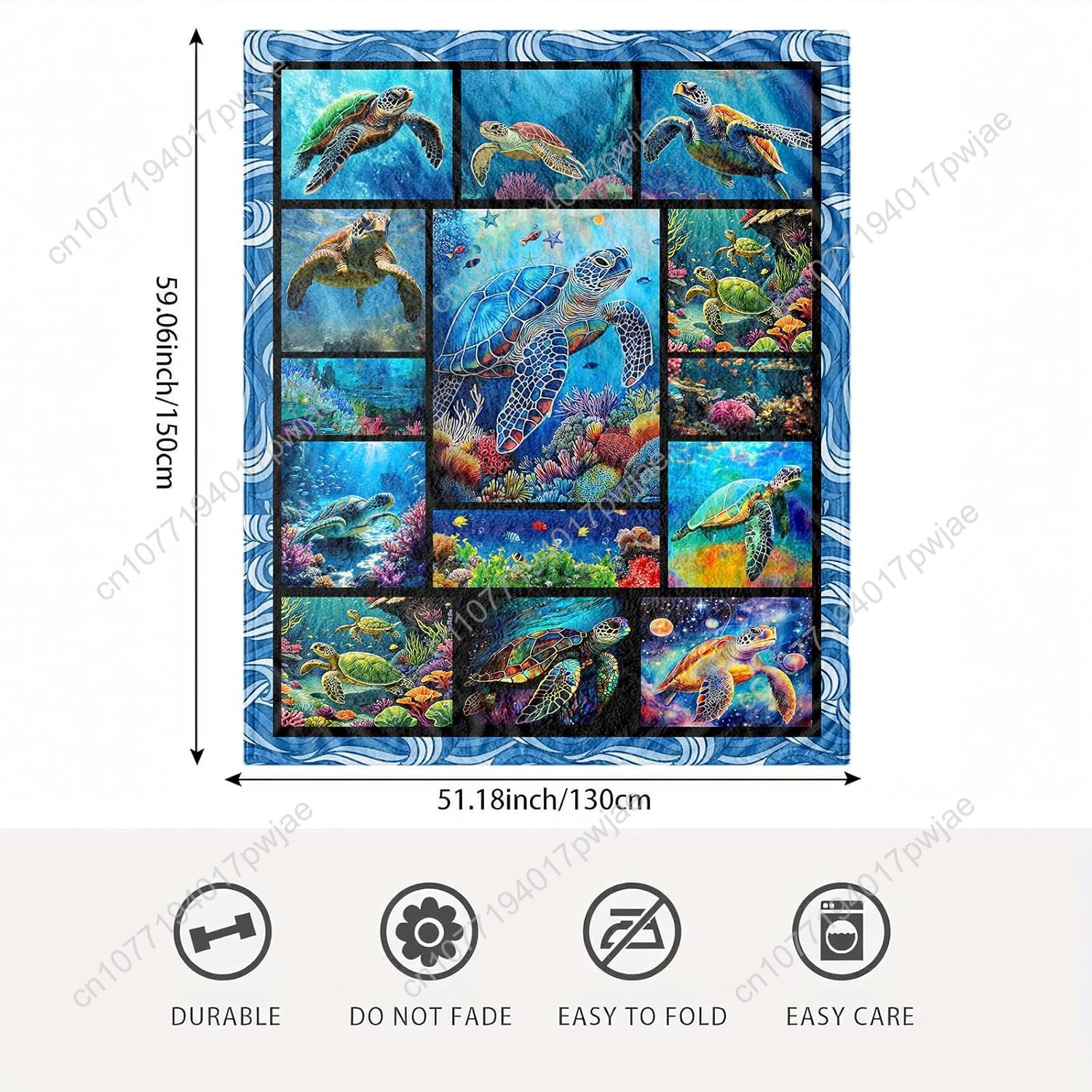 Sea Turtle Flannel Throw Blank - Home Textiles Blanket บทวิจารณ์และราคา