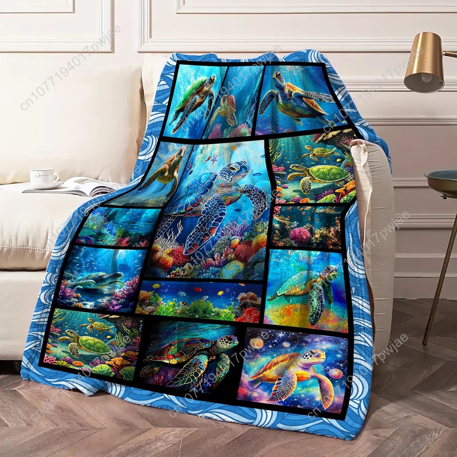 Sea Turtle Flannel Throw Blank - Home Textiles Blanket บทวิจารณ์และราคา