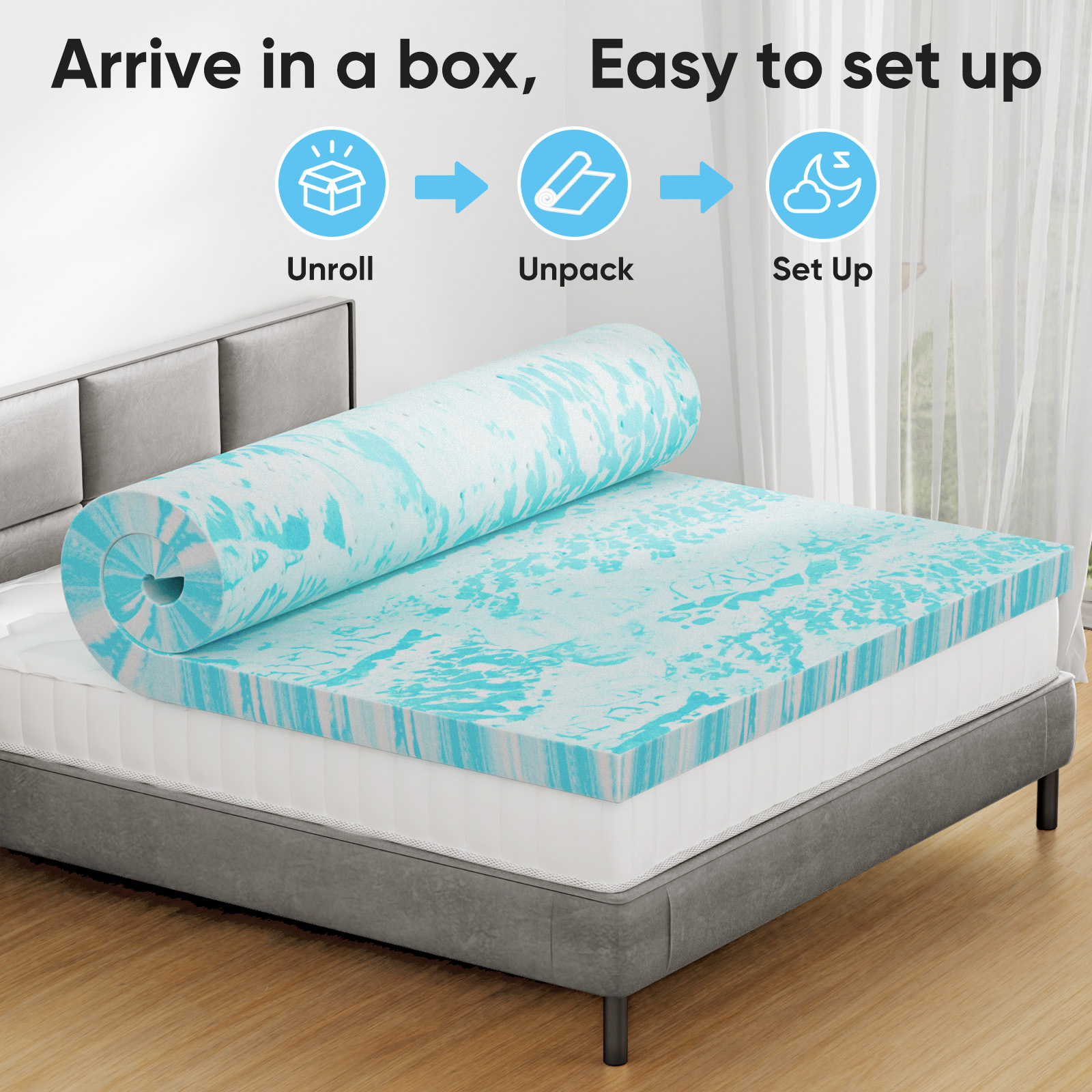 JHK 2 Inch Gel Memory Foam Mat - Memory Foam Topper บทวิจารณ์และราคา