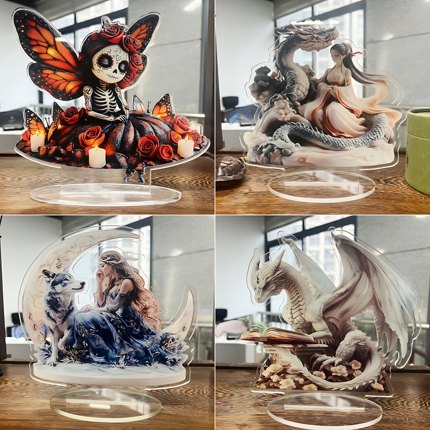 Two Tigers Statue,2D Flat Anim - Home Textiles Products บทวิจารณ์และราคา