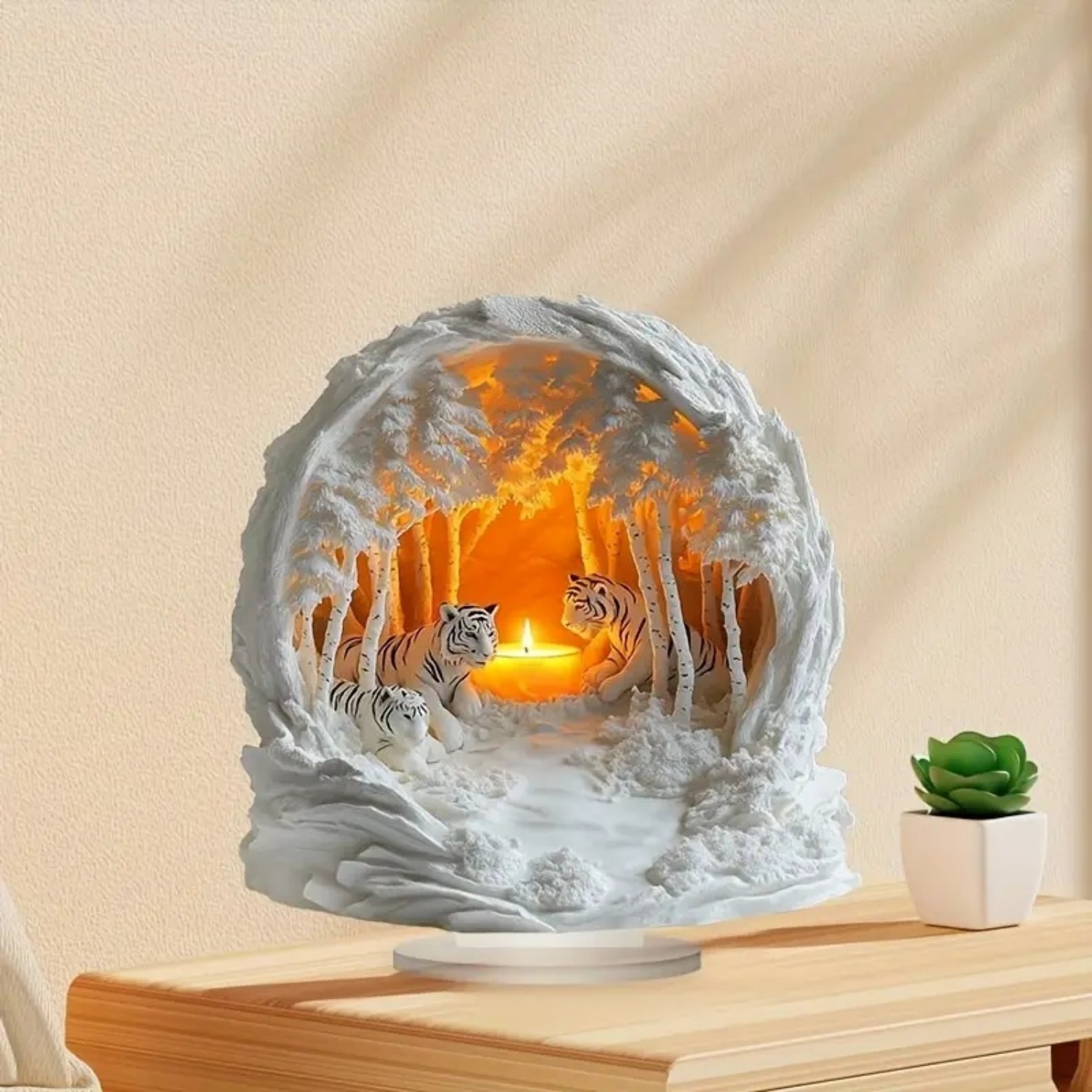 Two Tigers Statue,2D Flat Anim - Home Textiles Products บทวิจารณ์และราคา