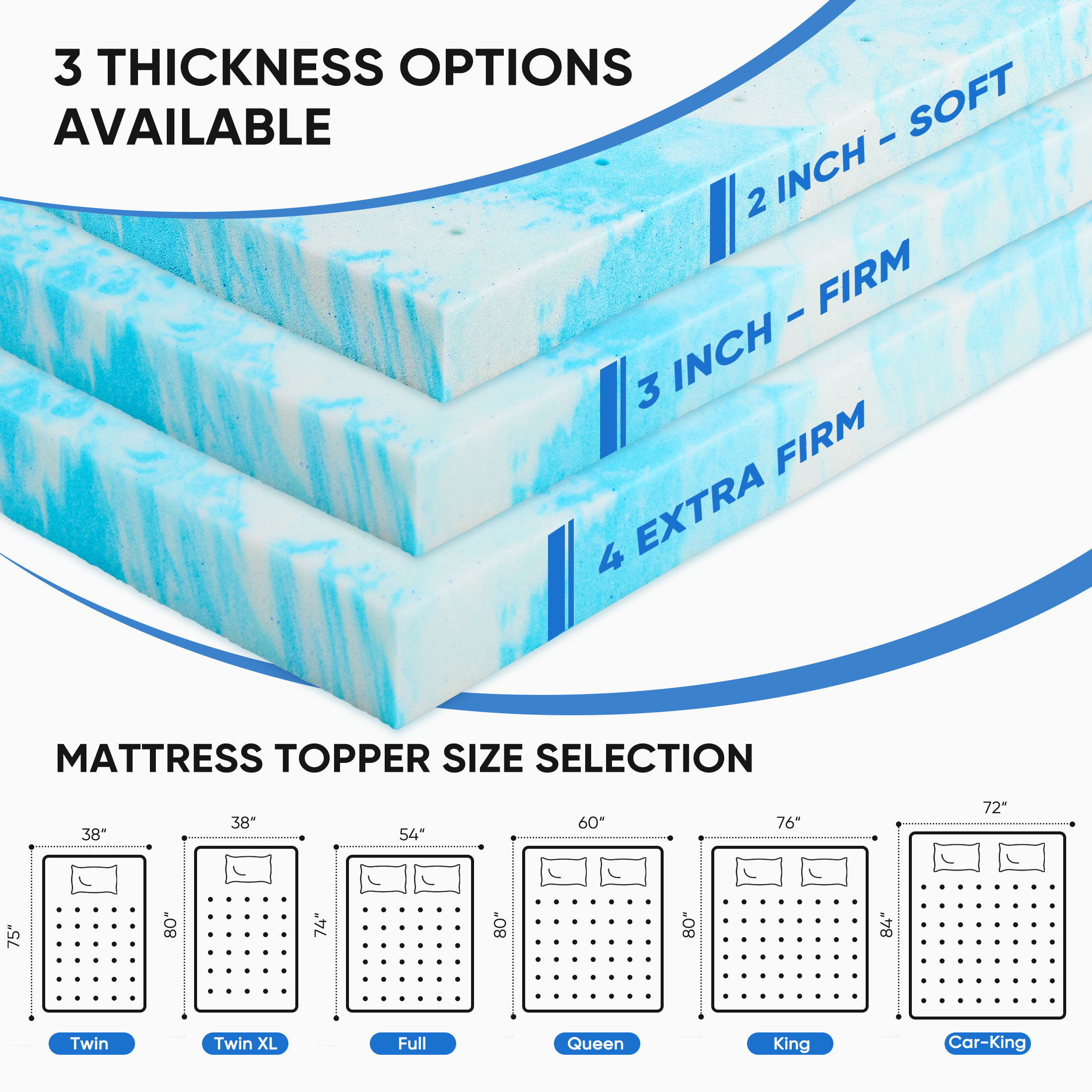 JHK 2-4 Inch Gel Memory Foam C - Memory Foam Topper บทวิจารณ์และราคา