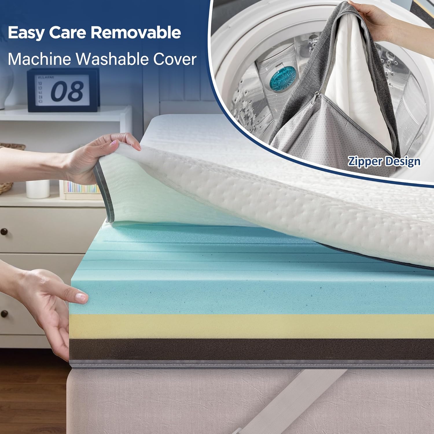 4in Memory Foam Mattress Toppe - Memory Foam Topper บทวิจารณ์และราคา