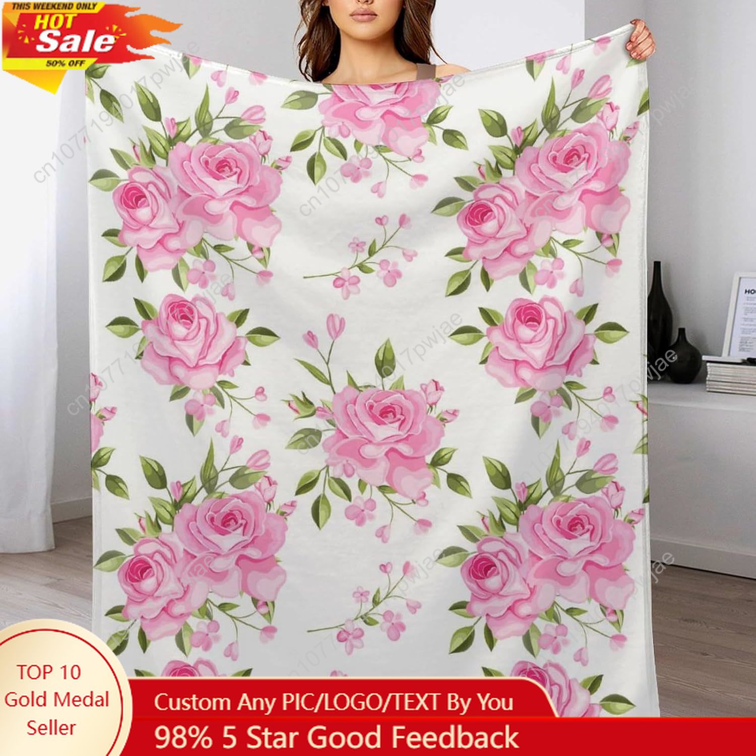 Pink Flower Throw Blanket Flor - Home Textiles Blanket บทวิจารณ์และราคา