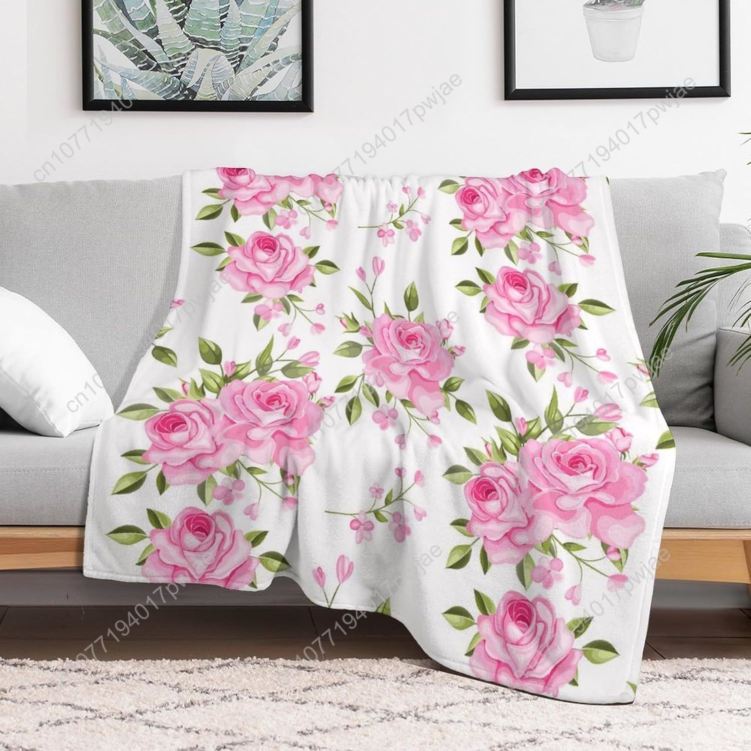 Pink Flower Throw Blanket Flor - Home Textiles Blanket บทวิจารณ์และราคา