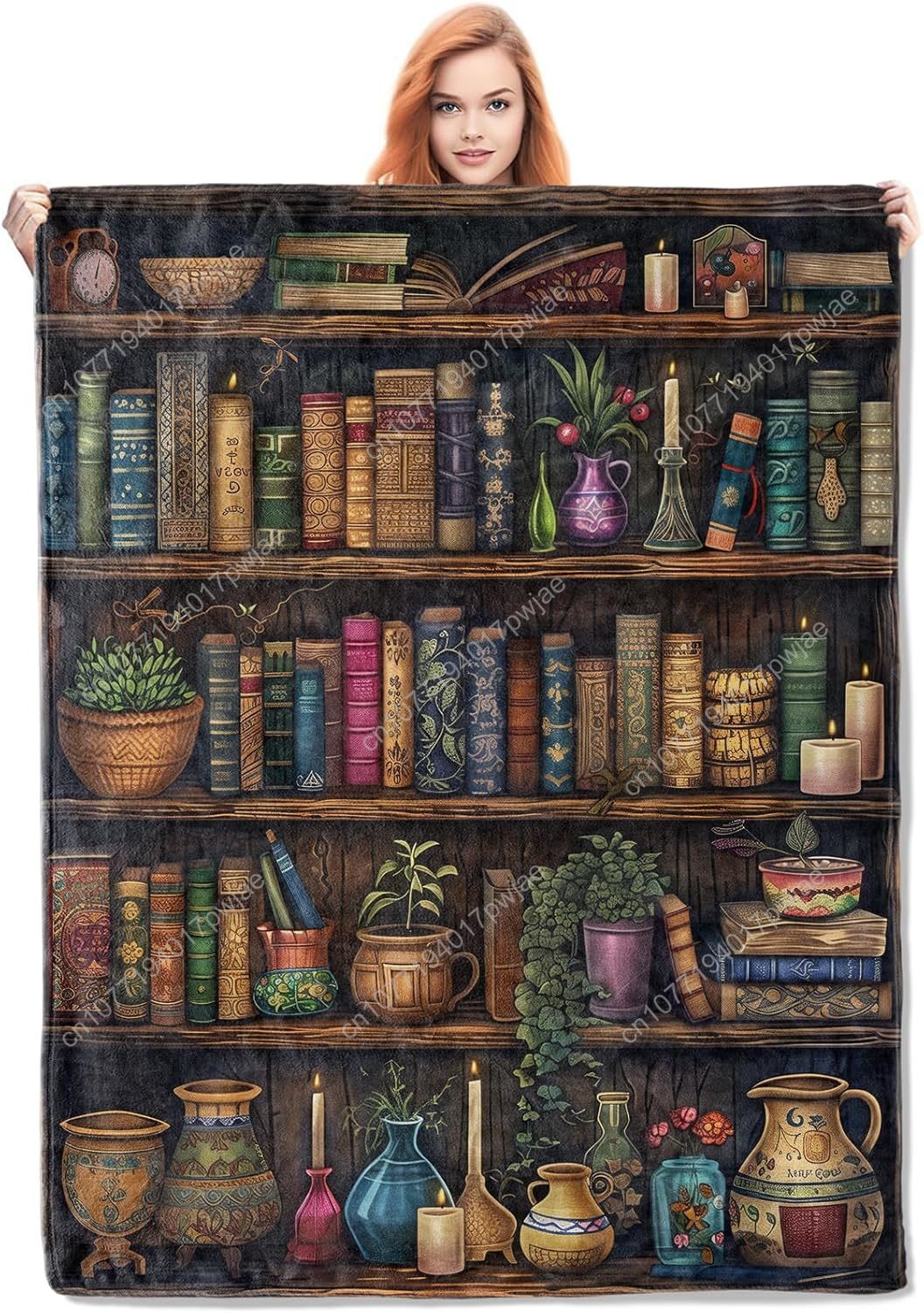 Vintage Bookshelf Blanket Read - Home Textiles Blanket บทวิจารณ์และราคา