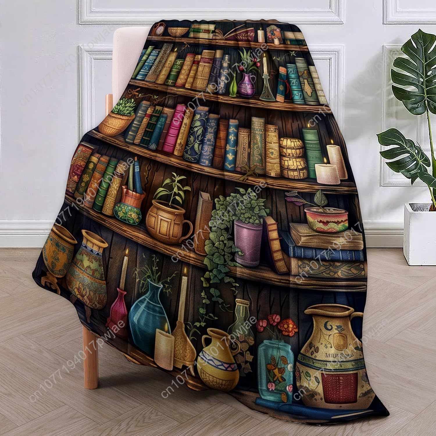 Vintage Bookshelf Blanket Read - Home Textiles Blanket บทวิจารณ์และราคา