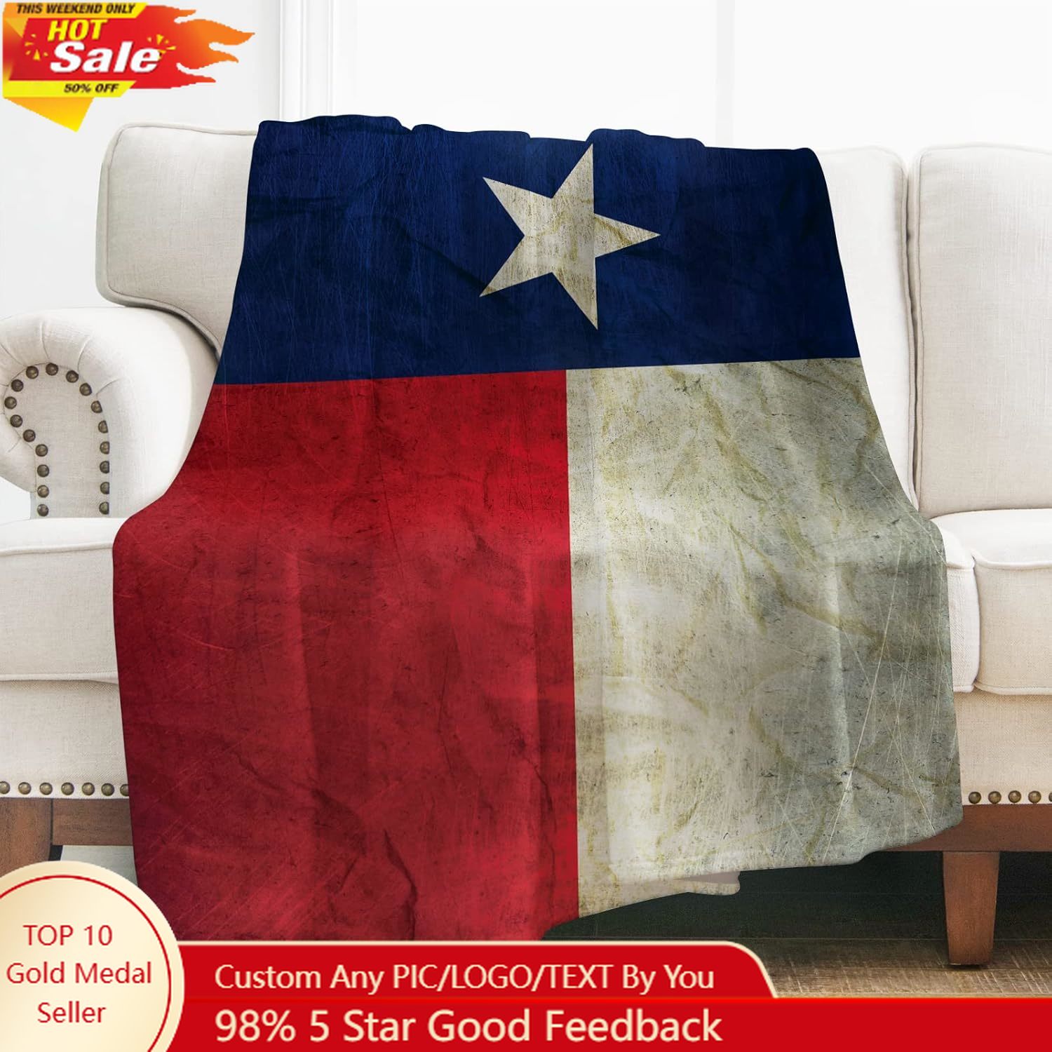 Levens Texas Flag Throw Blanke - Home Textiles Blanket บทวิจารณ์และราคา