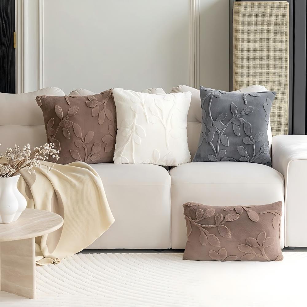 BUYNOW 1PC Plush Leaf Pattern  - Pillow Cover 20X20 บทวิจารณ์และราคา