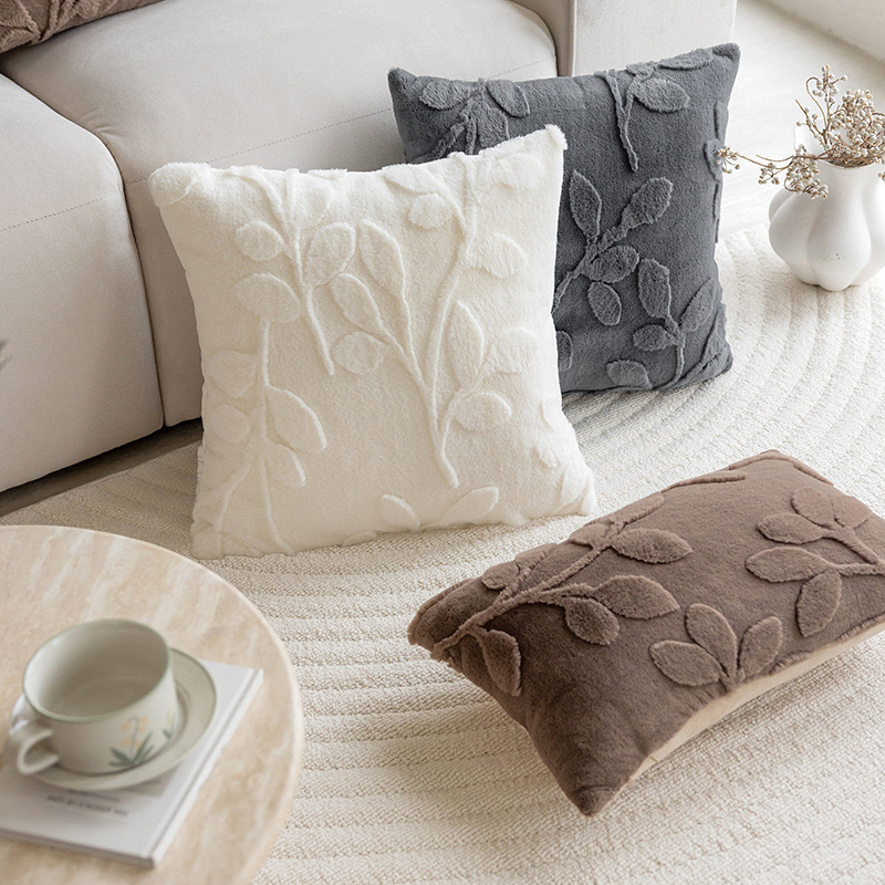 BUYNOW 1PC Plush Leaf Pattern  - Pillow Cover 20X20 บทวิจารณ์และราคา
