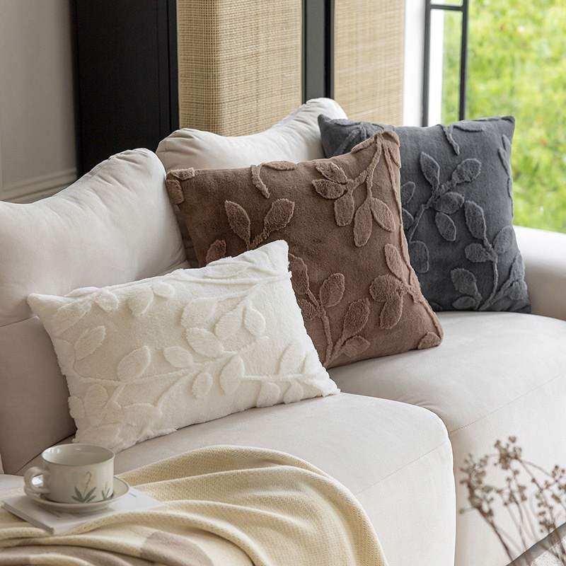 BUYNOW 1PC Plush Leaf Pattern  - Pillow Cover 20X20 บทวิจารณ์และราคา