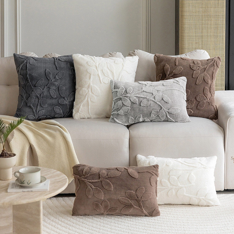 BUYNOW 1PC Plush Leaf Pattern  - Pillow Cover 20X20 บทวิจารณ์และราคา