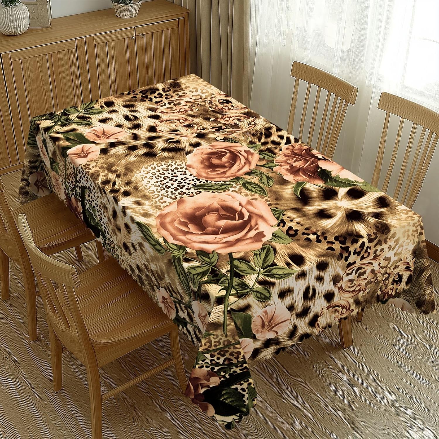 Chic Leopard Rose Floral Table - Home Textiles Premium บทวิจารณ์และราคา