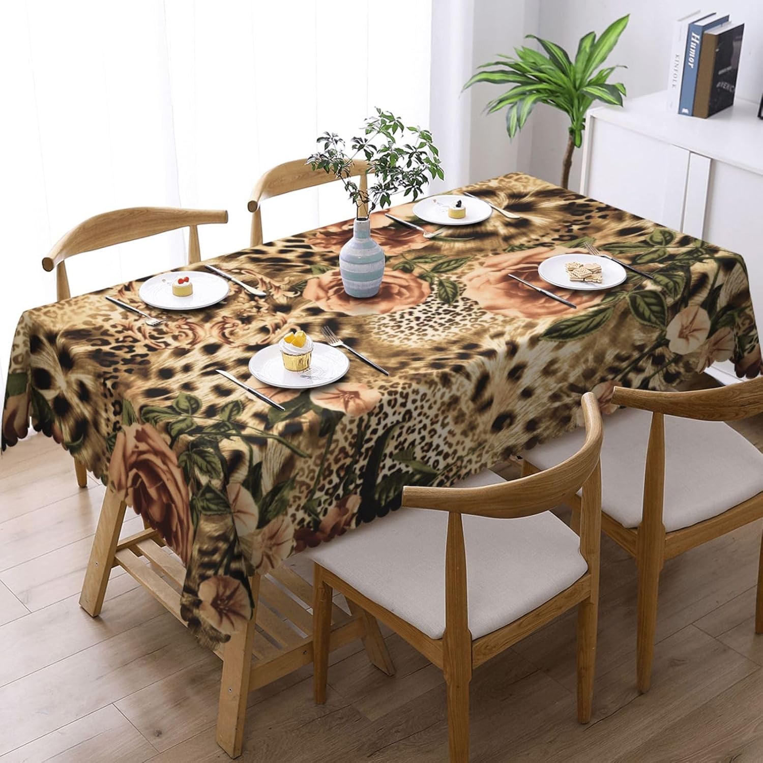 Chic Leopard Rose Floral Table - Home Textiles Premium บทวิจารณ์และราคา