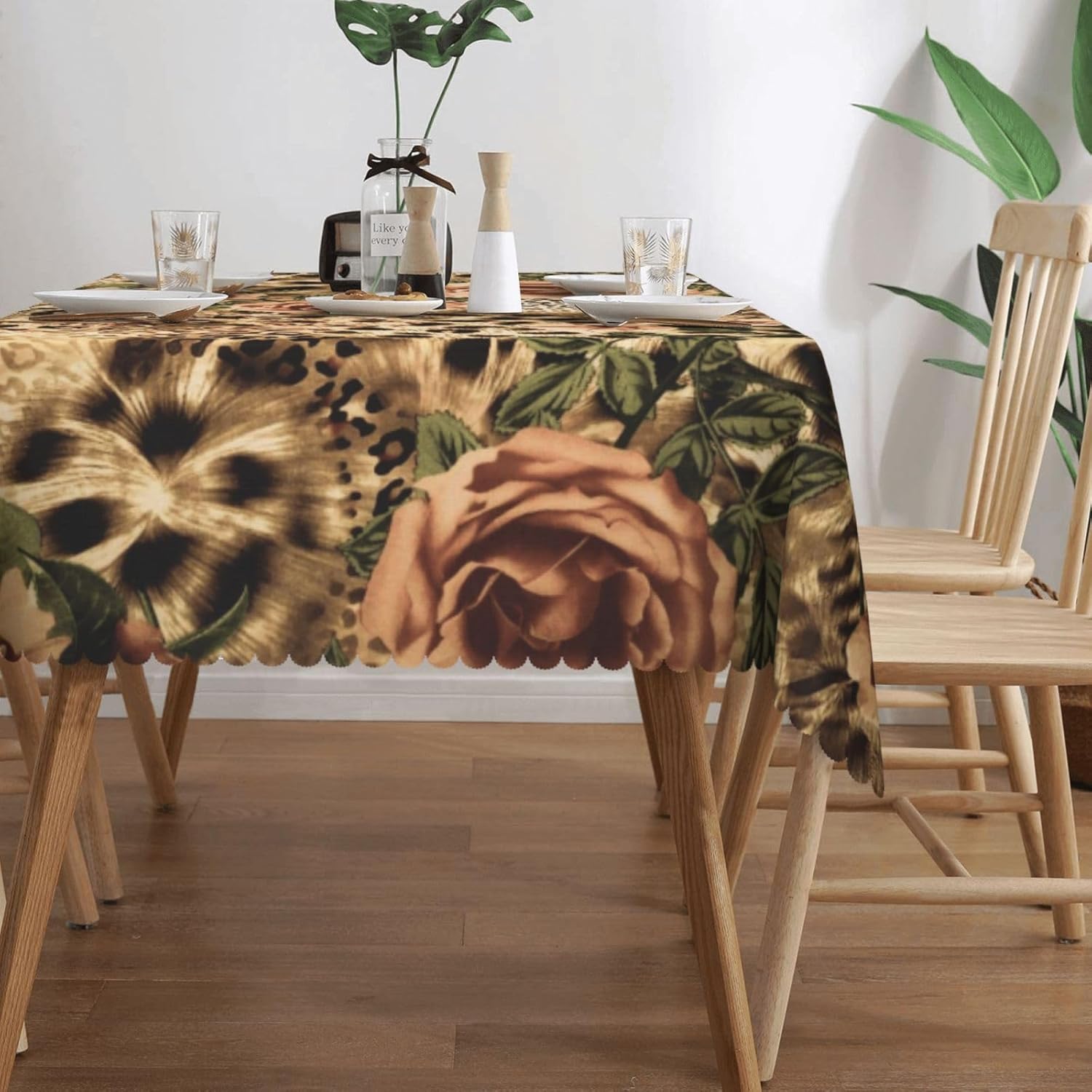 Chic Leopard Rose Floral Table - Home Textiles Premium บทวิจารณ์และราคา