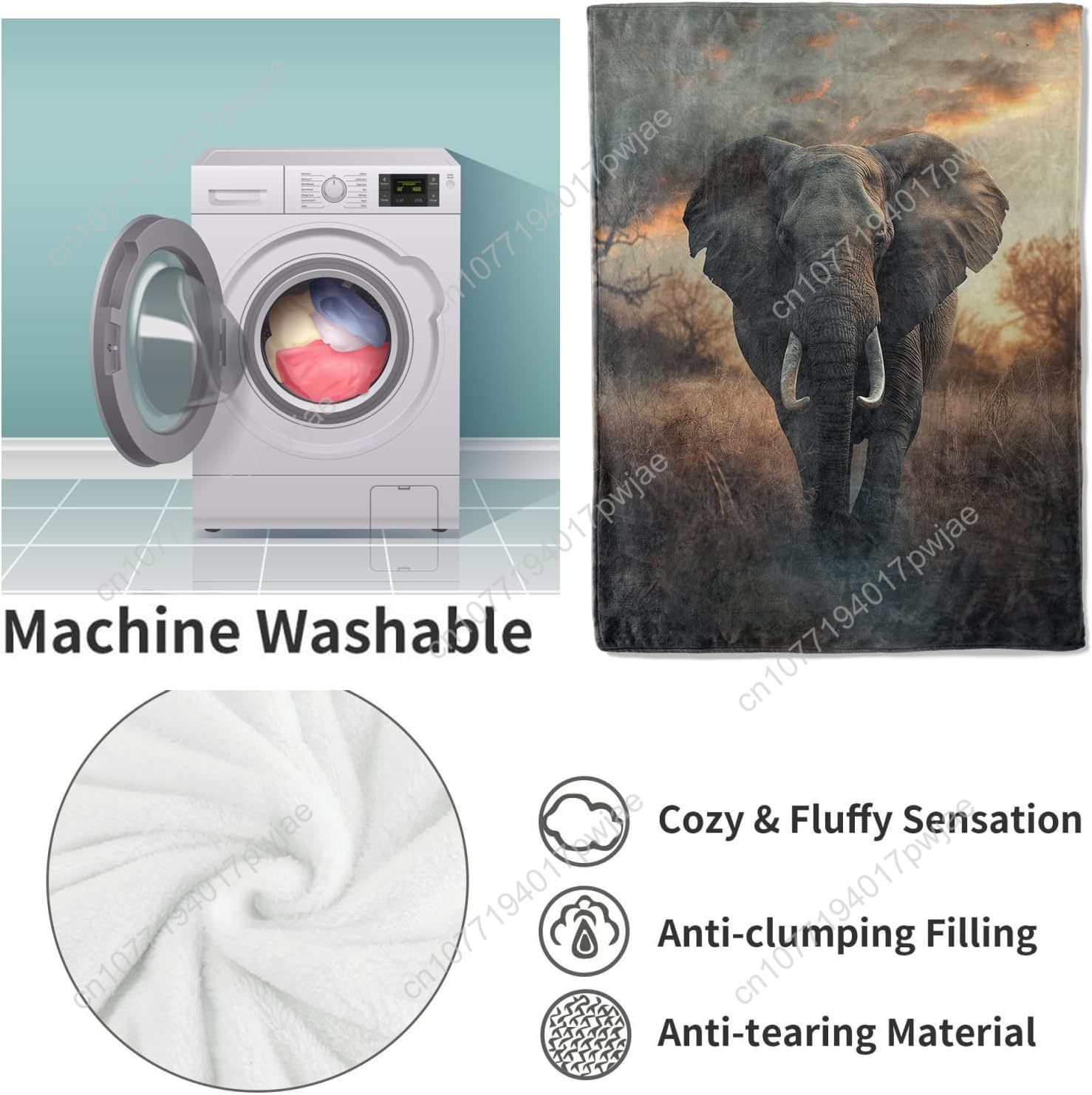 Elephant Fleece Blanket, Reali - Home Textiles Blanket บทวิจารณ์และราคา