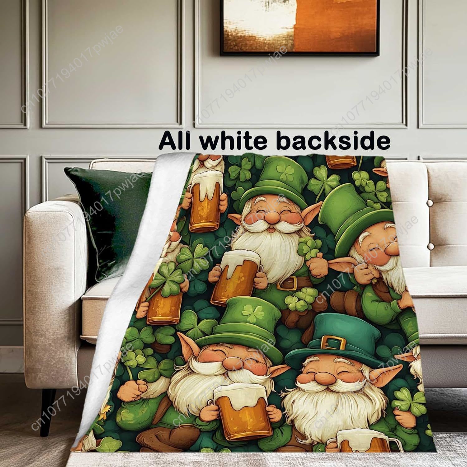 St. Patrick’s Day Gnome Throw  - Home Textiles Blanket บทวิจารณ์และราคา