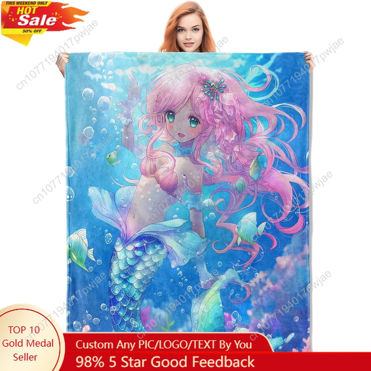 Cute Mermaid Blanket Cartoon F - Home Textiles Blanket บทวิจารณ์และราคา