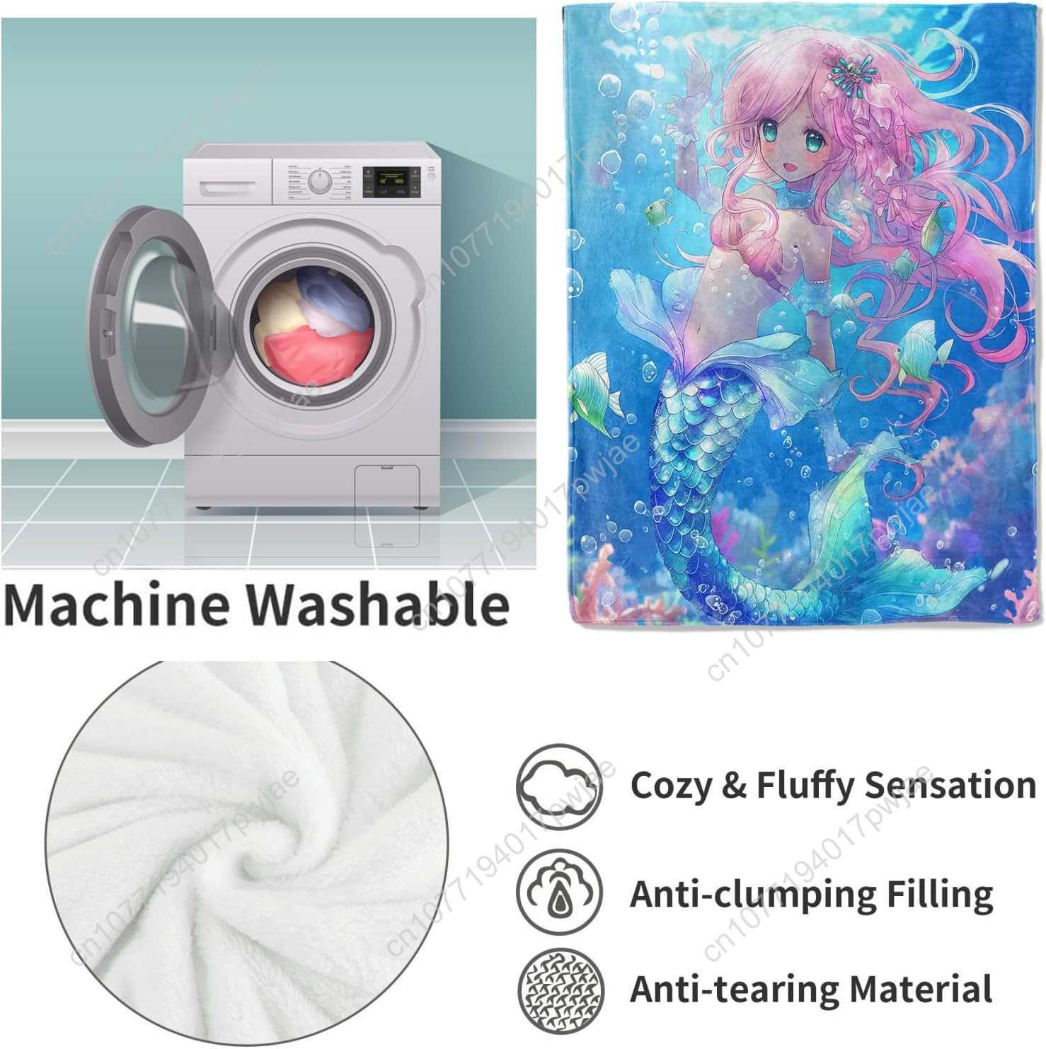 Cute Mermaid Blanket Cartoon F - Home Textiles Blanket บทวิจารณ์และราคา