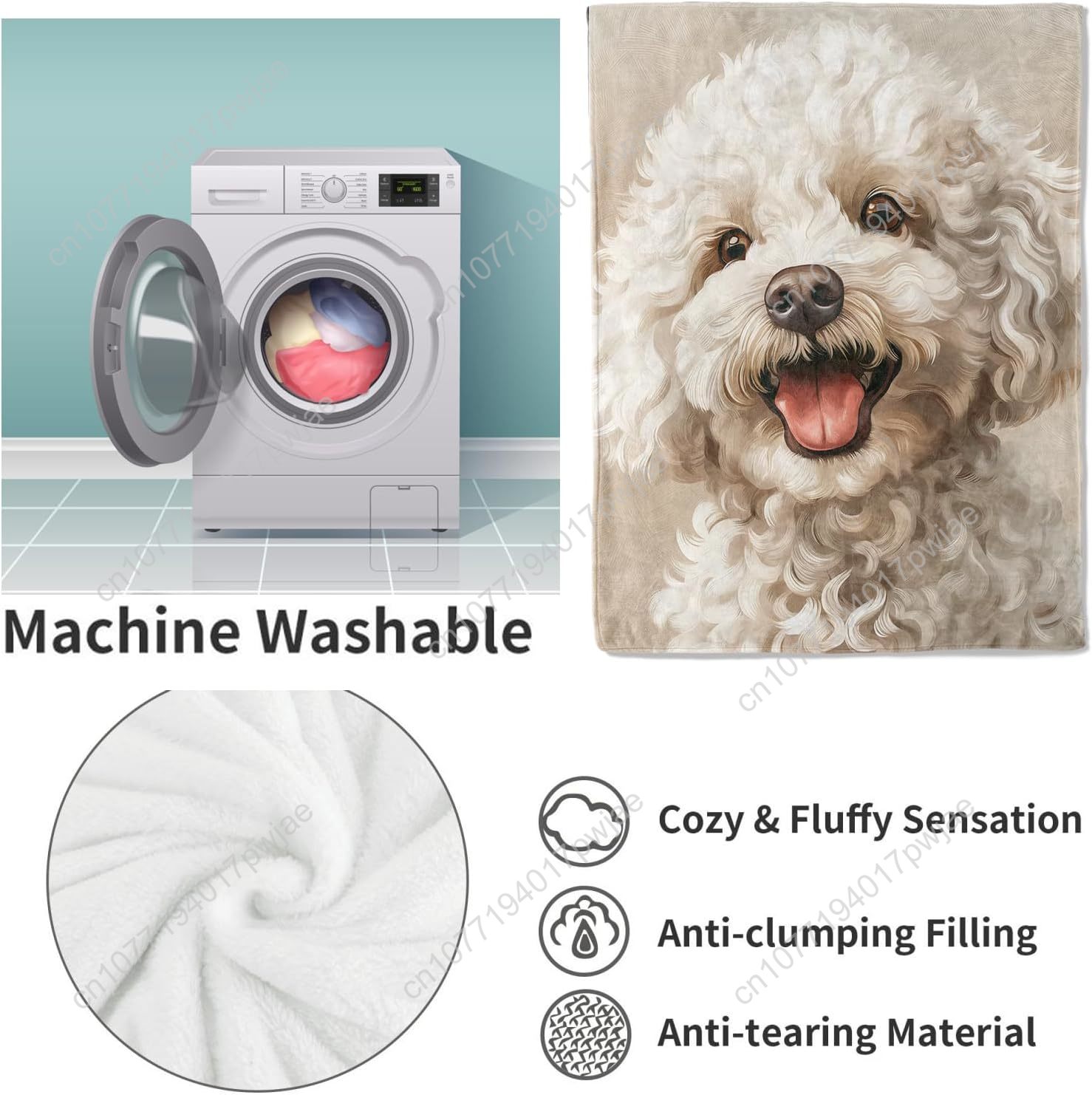 Joyful Poodle Portrait Blanket - Home Textiles Blanket บทวิจารณ์และราคา