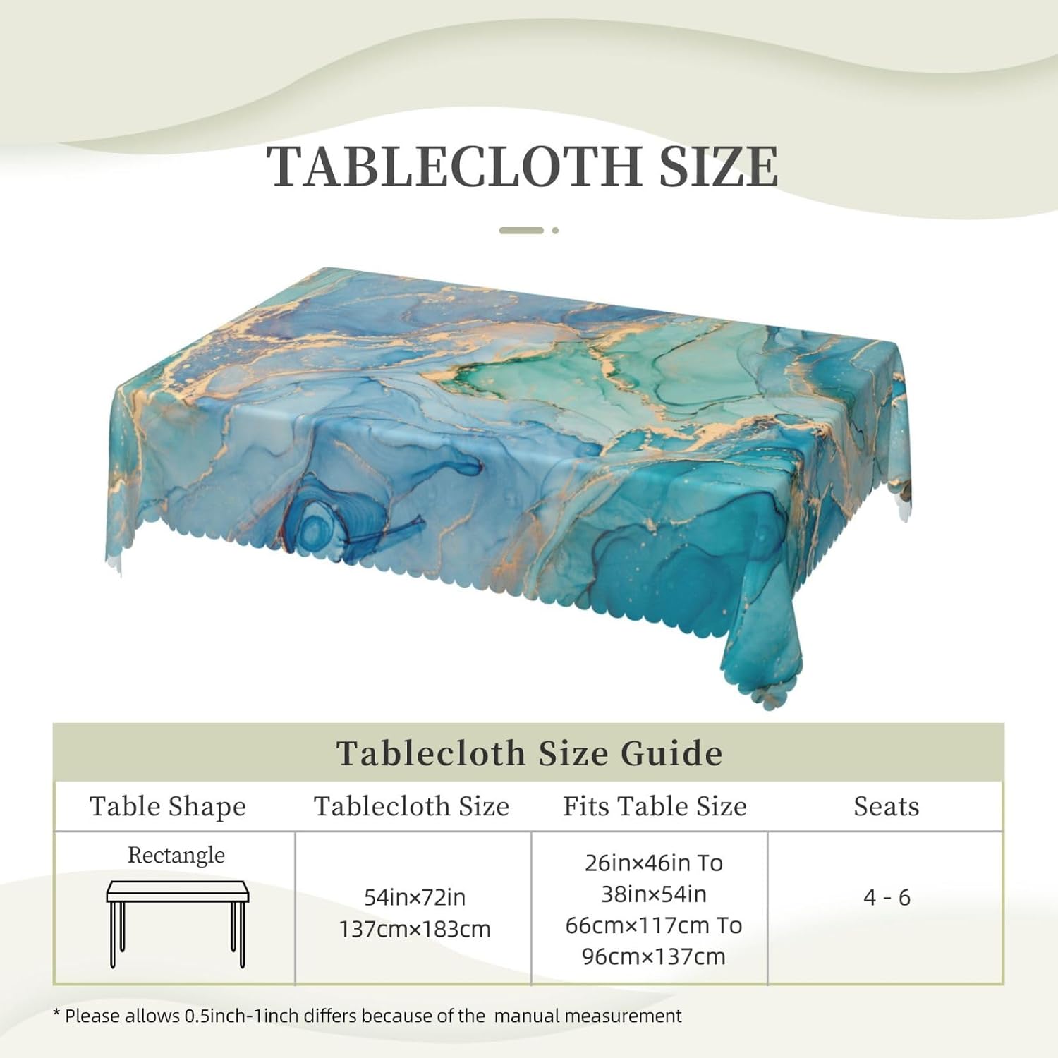 Luxury Teal Marble Fluid Table - Home Textiles Premium บทวิจารณ์และราคา