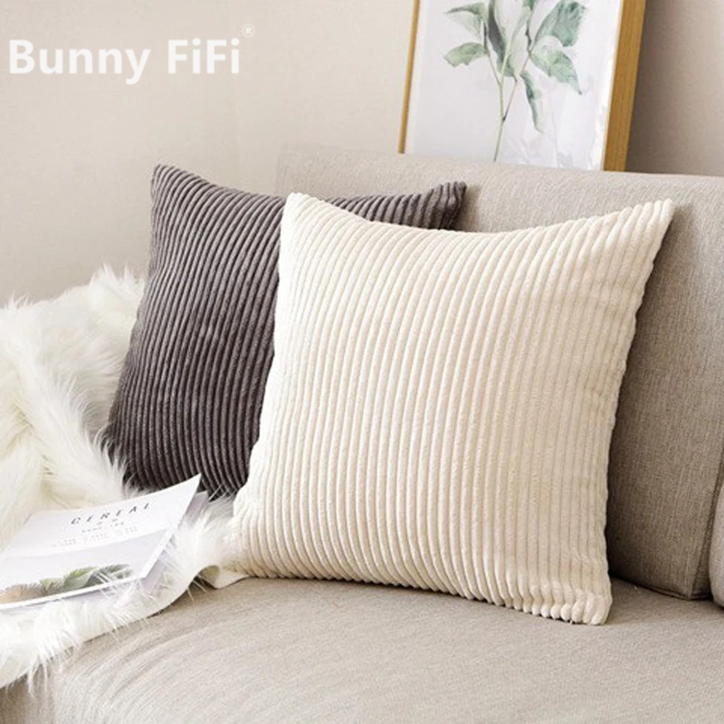 Corduroy Striped Cushion Cover - Pillow Cover 20X20 บทวิจารณ์และราคา